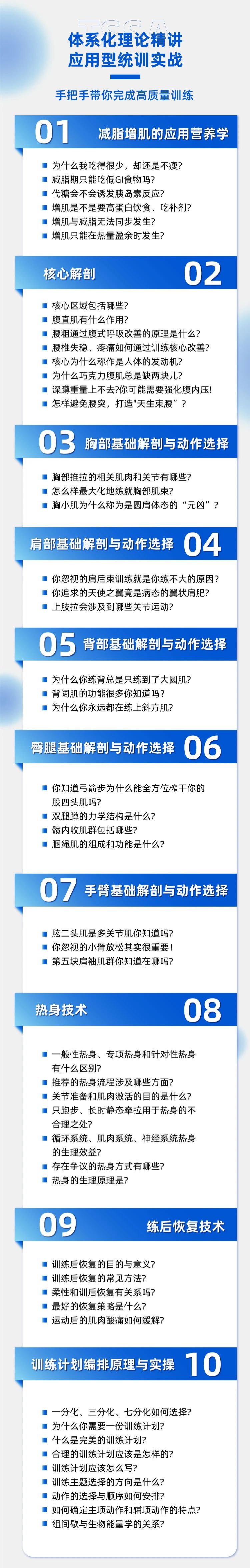 健身专业系统班具体课程